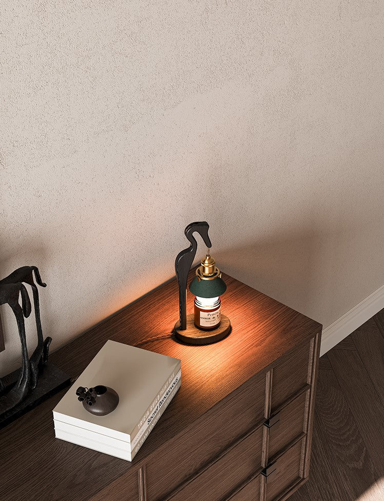 Crane-Shaped Black Walnut Scented Candle Warmer Lamp