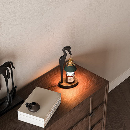 Crane-Shaped Black Walnut Scented Candle Warmer Lamp