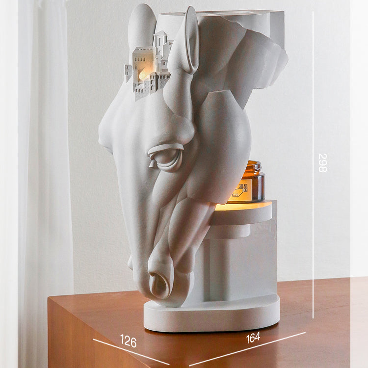 White Horse Cement Candle Warmer Lamp