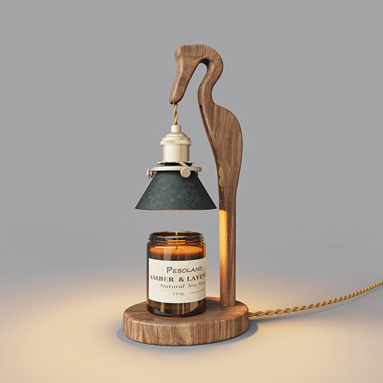 Crane-Shaped Black Walnut Scented Candle Warmer Lamp