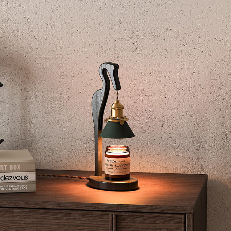 Crane-Shaped Black Walnut Scented Candle Warmer Lamp