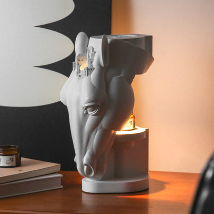 White Horse Cement Candle Warmer Lamp