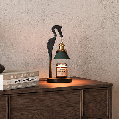 Crane-Shaped Black Walnut Scented Candle Warmer Lamp