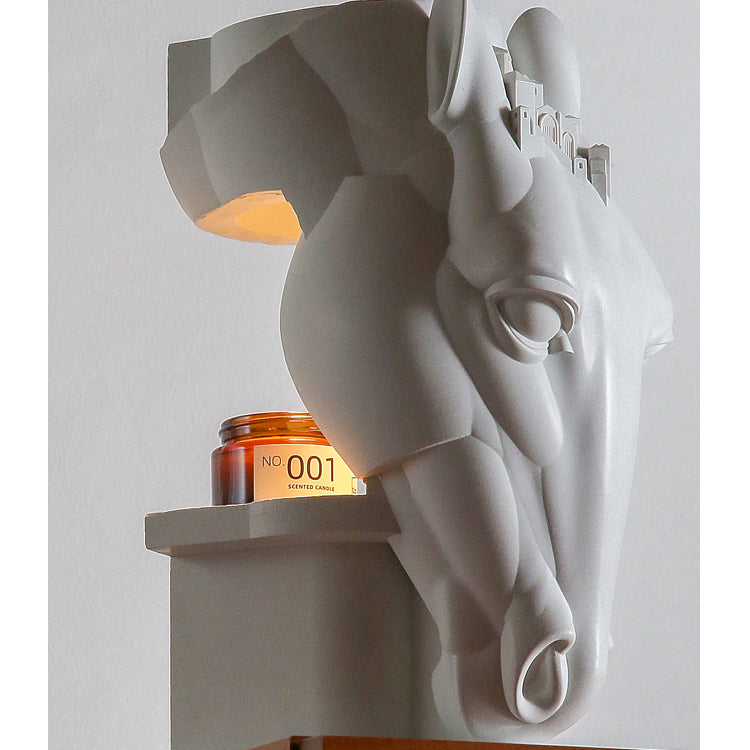 White Horse Cement Candle Warmer Lamp