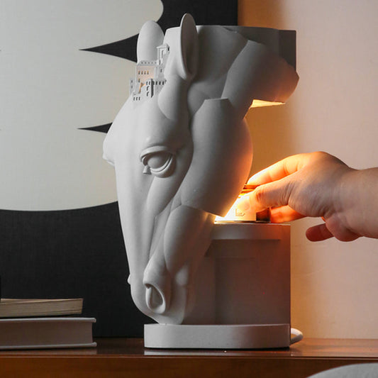 White Horse Cement Candle Warmer Lamp