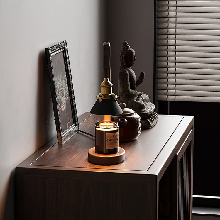 Crane-Shaped Black Walnut Scented Candle Warmer Lamp