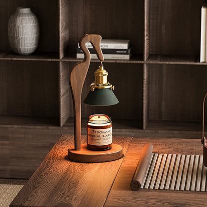 Crane-Shaped Black Walnut Scented Candle Warmer Lamp