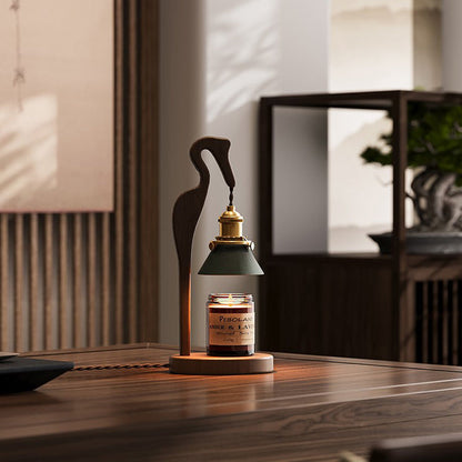 Crane-Shaped Black Walnut Scented Candle Warmer Lamp