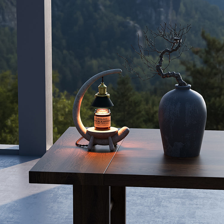 Imitation Stone Vintage Crescent Candle Warmer Lamp