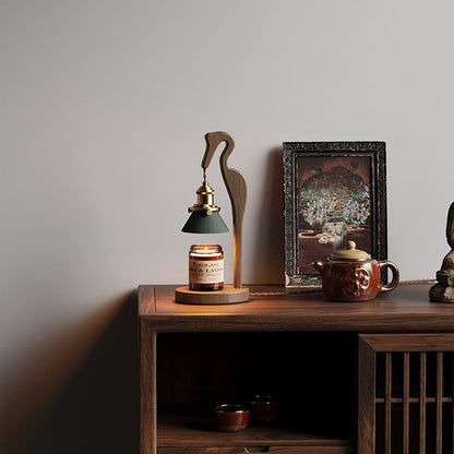 Crane-Shaped Black Walnut Scented Candle Warmer Lamp
