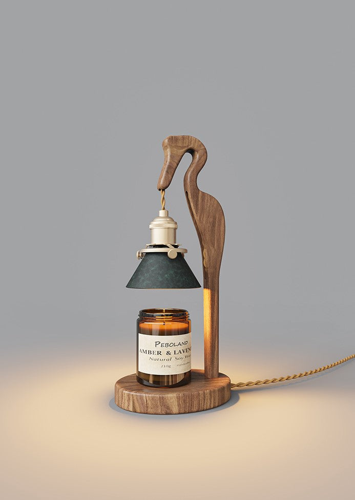 Crane-Shaped Black Walnut Scented Candle Warmer Lamp