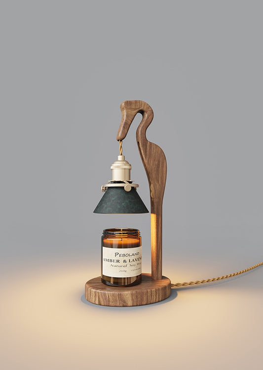 Crane-Shaped Black Walnut Scented Candle Warmer Lamp