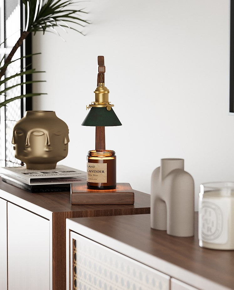 Black Walnut Wax Melt Lamp, Vintage Wabi-Sabi Style