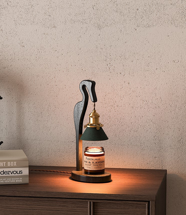 Crane-Shaped Black Walnut Scented Candle Warmer Lamp