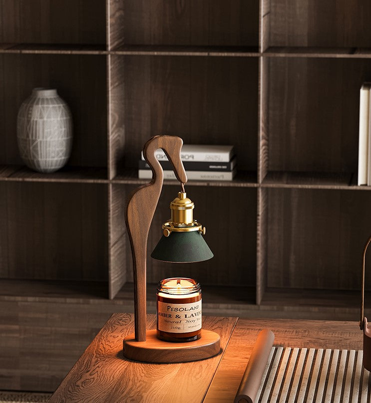 Crane-Shaped Black Walnut Scented Candle Warmer Lamp