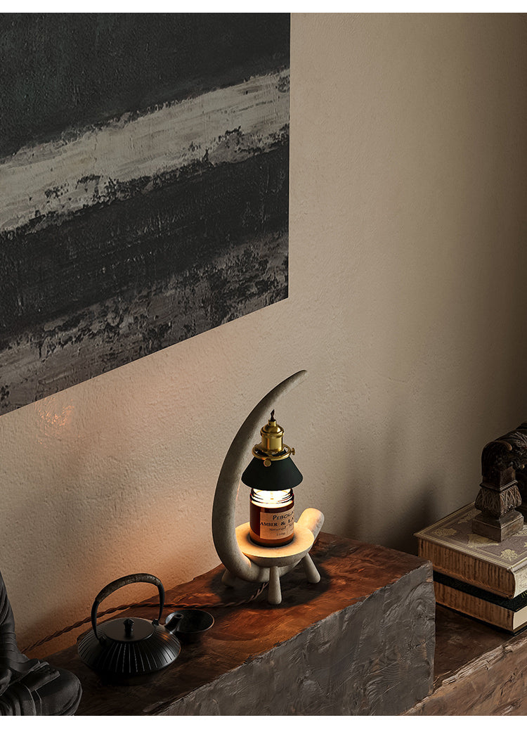Imitation Stone Vintage Crescent Candle Warmer Lamp